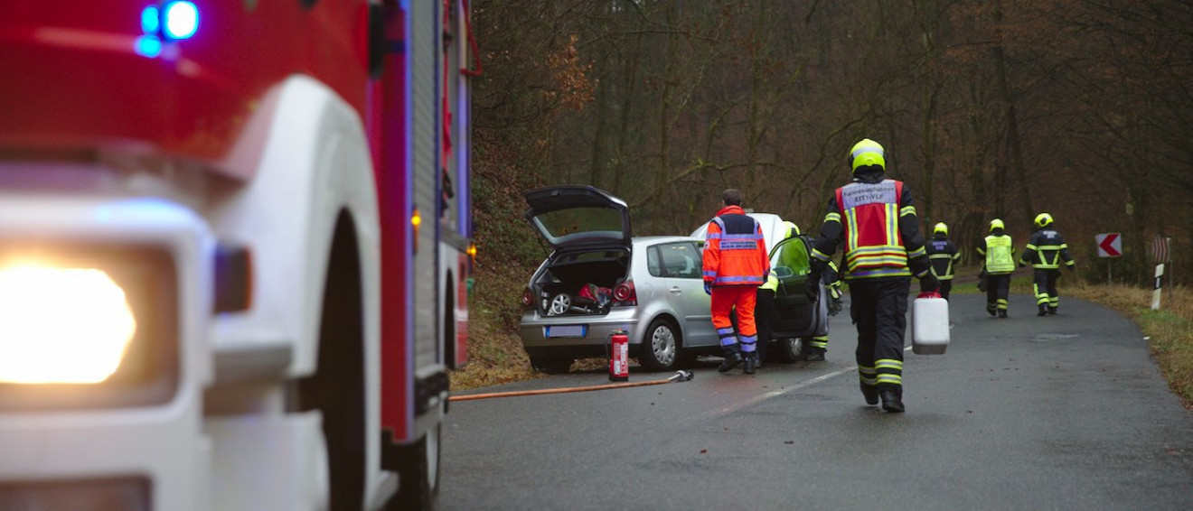 Verunfallter VW Polo auf der L317